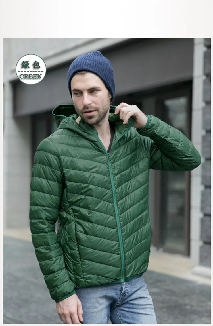 black puffer jacket New autumn winter ultra thin duck down men jacket plus size XXXL hooded jacket for men fashion mens Outerwear coat waterproof puffer jacket