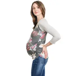 Осень дно для беременных топы для беременных женская одежда с длинным рукавом с цветочным принтом Топ для беременных футболка весна Одежда