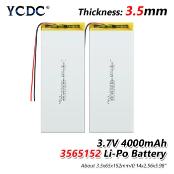 

3.7 V 4000mAh 3565152 Li-polymer Lithium Li Ion Polymer Battery PCM Protected For Tablet Pc POWER BANK E-book GPS MP3 MP4 MP5