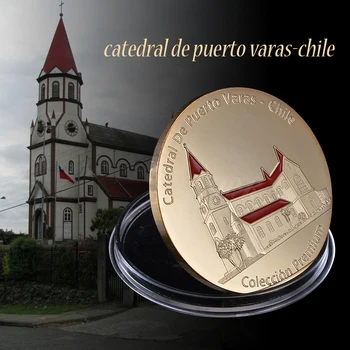 

WR Birthday Souvenirs Gold Coin 2k 999.9 Metal Coins Collectible Cathedral Puerto Varas-Chile Gold Souvenir Coin