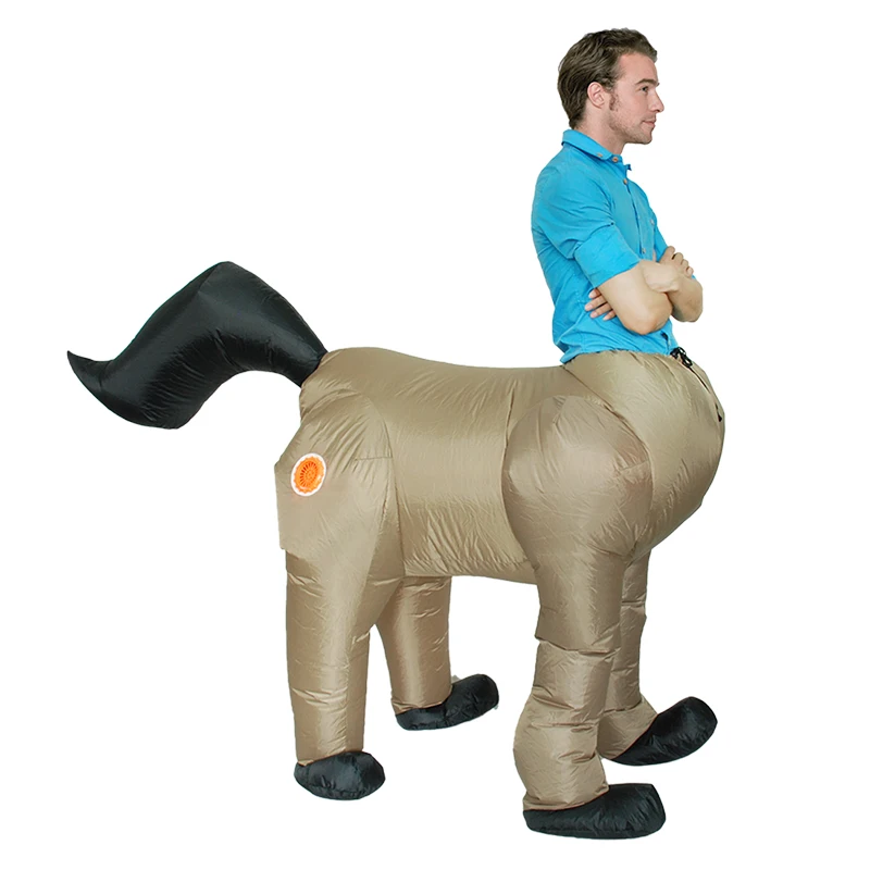 

Halloween Costume For Men Adult Centaurus Inflatable Ride a Horse Costume Human Face Horse Body Cosplay Fancy Party Dress