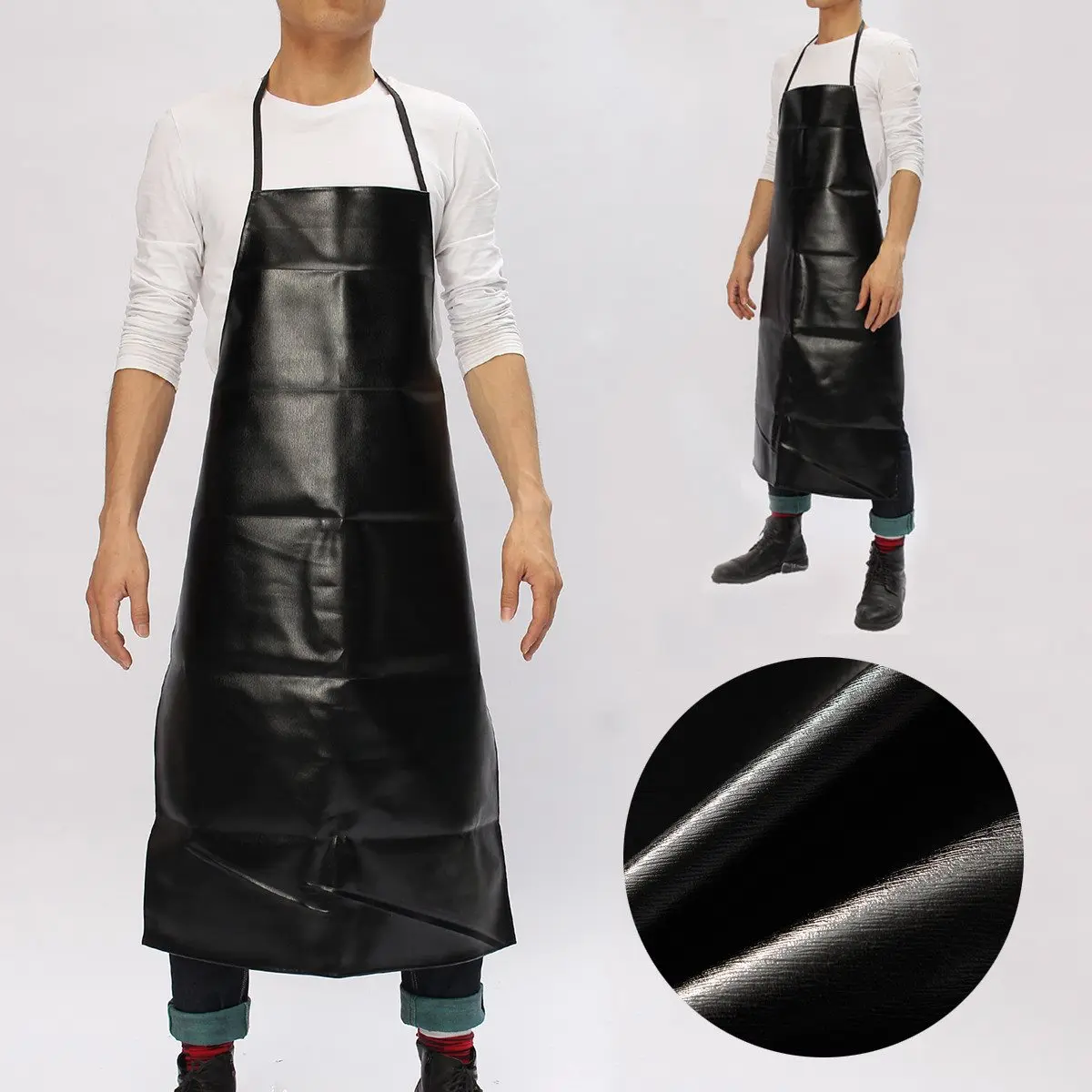 Leather Chef Apron Cooking Bib Apron Waterproof Restaurant Durable