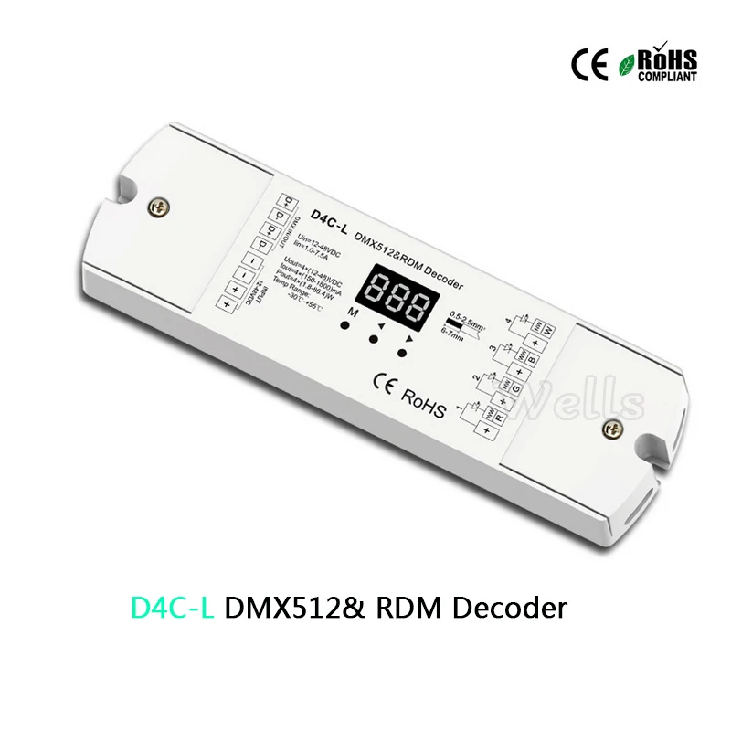 D4C-L 4CH cc DMX512 декодер 4 канала ШИМ текущего приемник DMX512 декодер LED контроллер DMX сигнала драйвер с цифровой дисплей