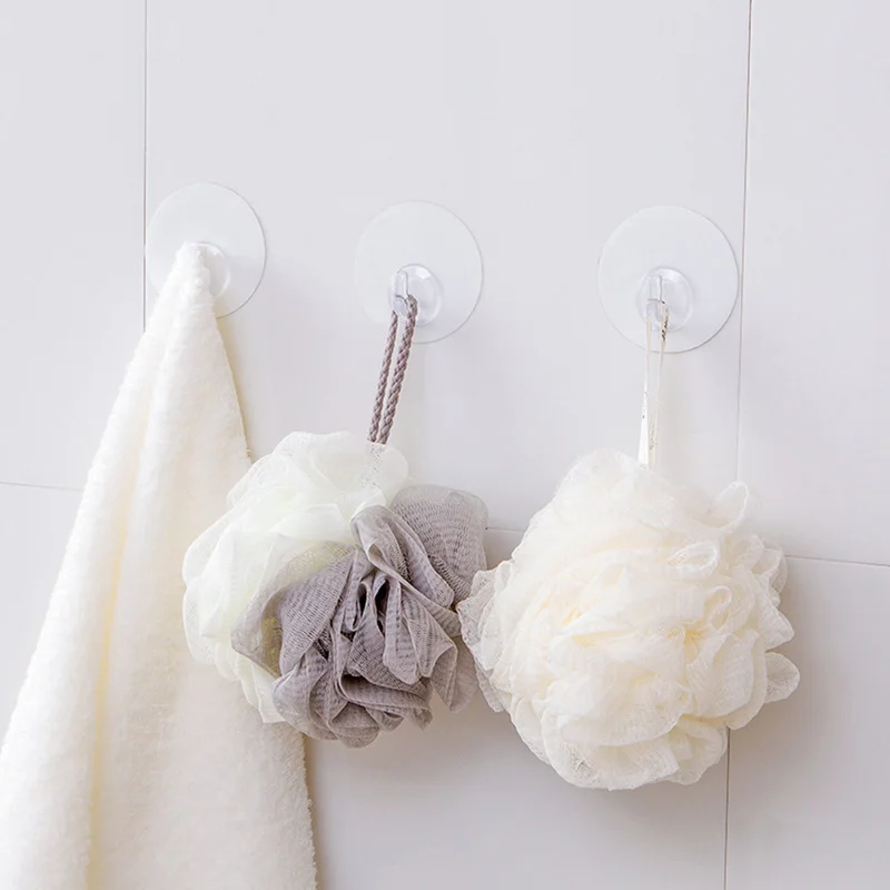 

2pcs Simple Nano-Hook Multifunctional Wall Hook Kitchen Transparent Round Nail-Free Non-Marking Sticky Hook Kitchen Tools Hanger