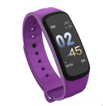 Новинка, умный Браслет C1 Plus, фитнес-трекер, цветной ЖК-браслет, трекер сердечного ритма, 4,1, Bluetooth, часы для телефона - Цвет: Фиолетовый