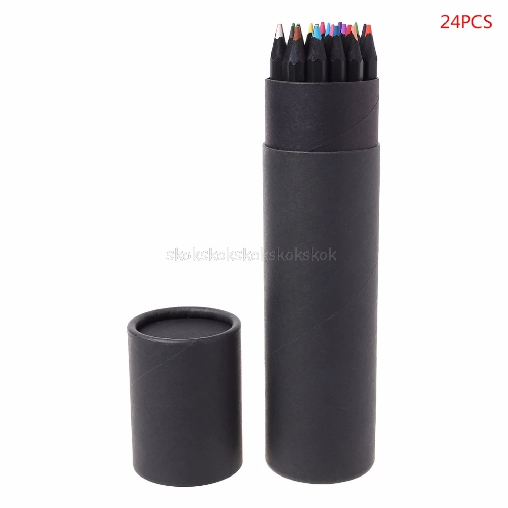 

24 Colors Wooden Drawing Charcoal Pencils Painting Crayon Sketching Pen Non-toxic Art Supplies F15 19 dropship