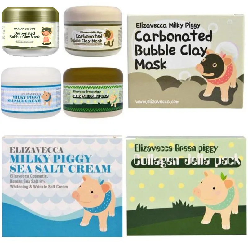

Elizavecca Milky Piggy 4 models Carbonated Bubble Clay Mask Green Piggy Collagen Jella Pack Aqua Brightening Mask 100g