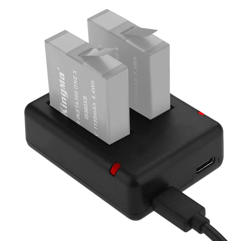 

JINSERTA Replacement Dual USB Charger for Insta360 ONE X Battery Support Micro and Type-c Power Input