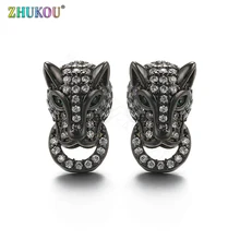 Новые модные сверкающие леопардовые серьги-гвоздики с микро проложенным кубическим цирконием Ювелирные серьги пирсинг, Модель: VE40