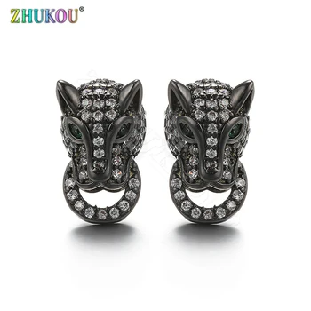 

2018 New Fashion Sparkling Leopard Stud Earrings with Micro Pave Cubic Zirconia Jewelry Earring Piercing, Model: VE40