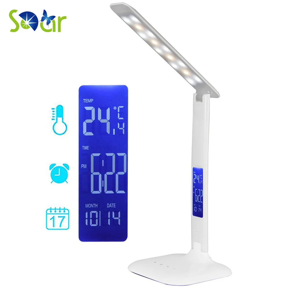 

Rechargeable LED Desk Lamp Adjustable Alarm Clock 6W Dimmable 3 Color Mode 5-Level Dimmer Eye-caring Touch Control Reading Lamp
