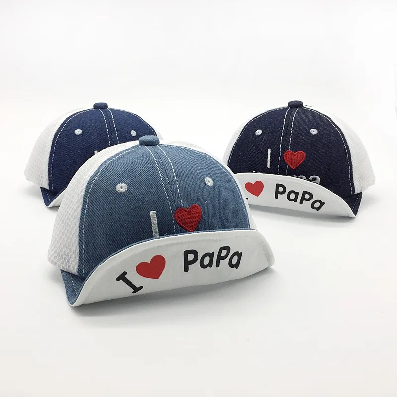 

2018 Summer Boys Girls Cowboy Soft Baseball Cap I love mama papa Baby Leisure Flanging Hats Kids Photography Props Q1