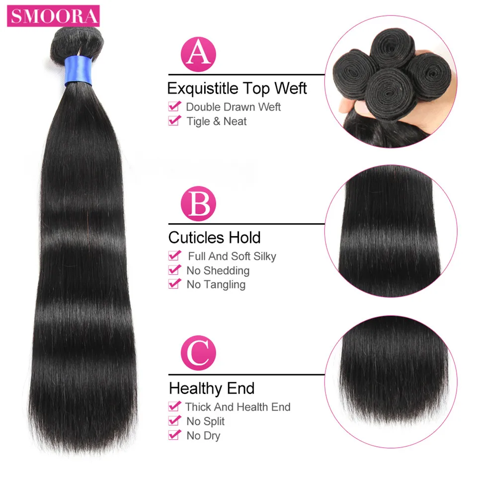 SMOORA Hair Straight Hair Extension Maylaysian Human Hair Bundles Striahgt Bundles Non Remy Hair 4 Bundles Deal Cheap Price SMOORA Hair Straight Hair Extension Maylaysian Human Hair Bundles Striahgt Bundles Non Remy Hair 4 Bundles Deal Cheap Price
