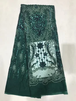 

Latest African Laces 2019 Sequins Fabric Embroidery French Tulle Lace Fabric With Beads For Nigerian Party Dress 5yards JL050