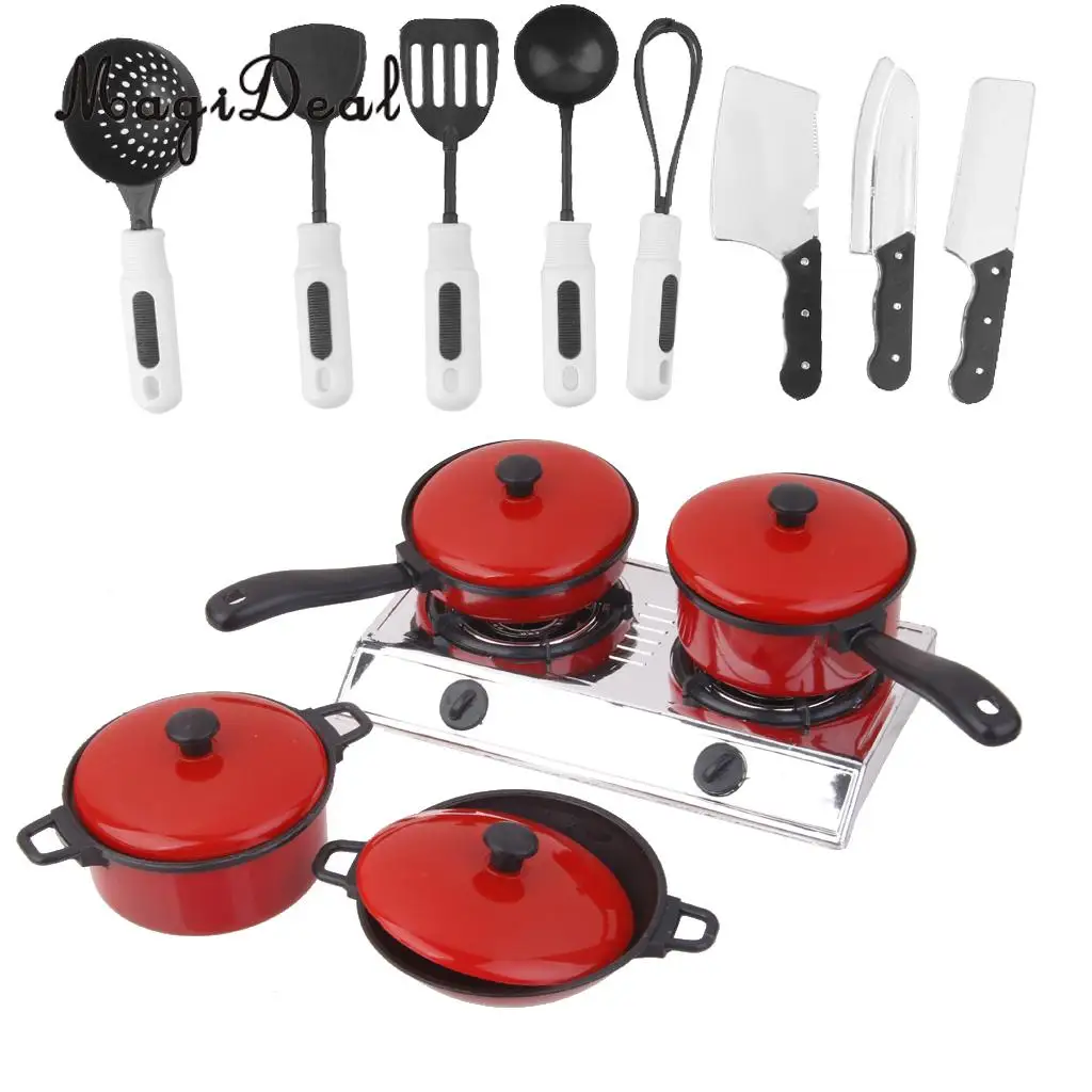 MagiDeal Hot Product 1Set Plastic Kitchen Cookware Kitchenware Set for Dollhouse Children Kids Pretend Play Toys Birthday Gift
