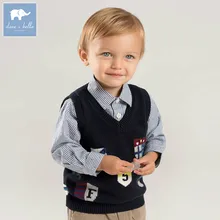 DB8470 dave bella осенний детский вязаный жилет без рукавов пуловер для мальчиков куртка с v-образным воротником Детский вязаный свитер 1 предмет