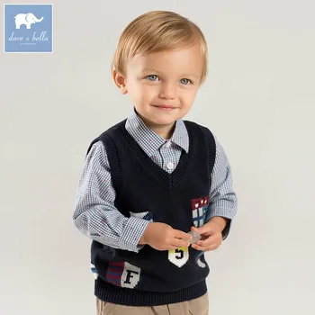 

DB8470 dave bella autumn baby sleeveless knit vest boys pullover V-neck coat children knitted sweater 1 piece