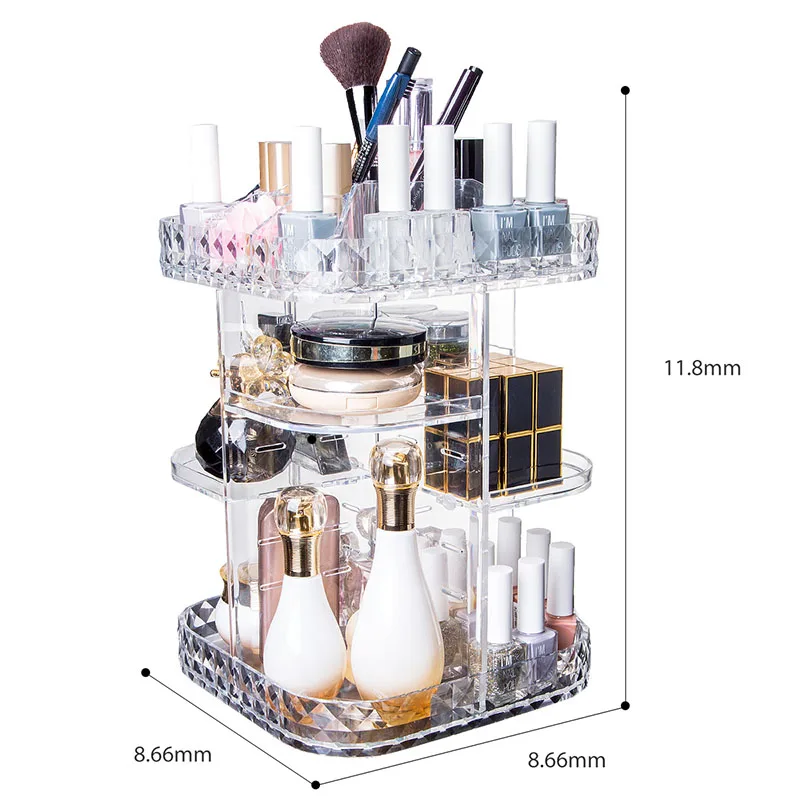 Rotatable Acrylic Cosmetic Storage Box Lipstick Display Stand Multilayer Nail Polish Rack Holder Women Makeup Organizer Case