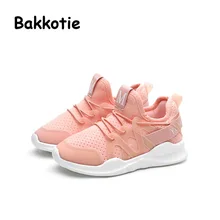 Bakkotie 2017 Nouveau Mode Enfants Printemps Bébé Garçon Casual Sport Blanc Chaussures Enfant Maille Baskets Brathable Fille Loisirs Formateur Noir
