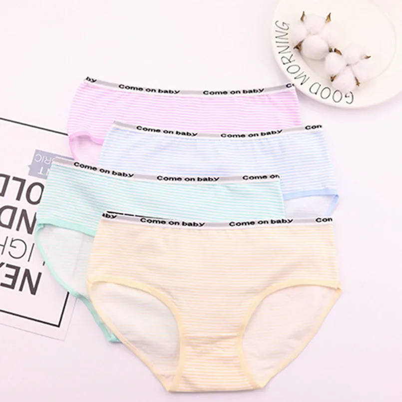 5pc panties with opp Полосатые трусики для девочек, 5 шт., модные хлопковые мягкие трусы с буквенным принтом, нижнее белье, трусики с низкой посадкой, сексуальное нижнее белье для женщин - Цвет: 5pc panties with opp