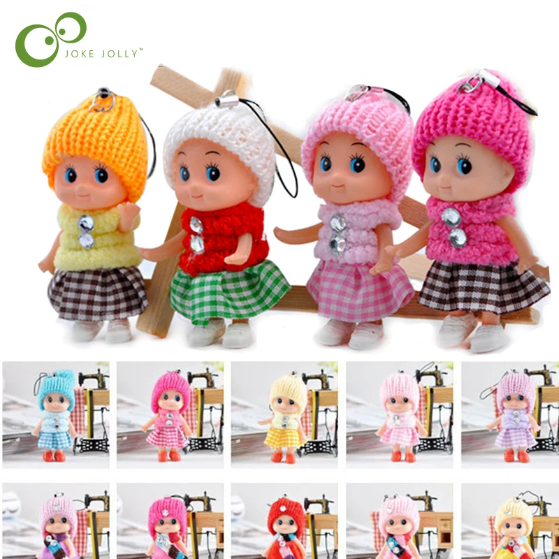 1pc 8cm Baby Dolls for girls Kids Toys Soft Interactive Toy Mini Doll gifts For Girls mobile phone key chain GYH | Игрушки и хобби