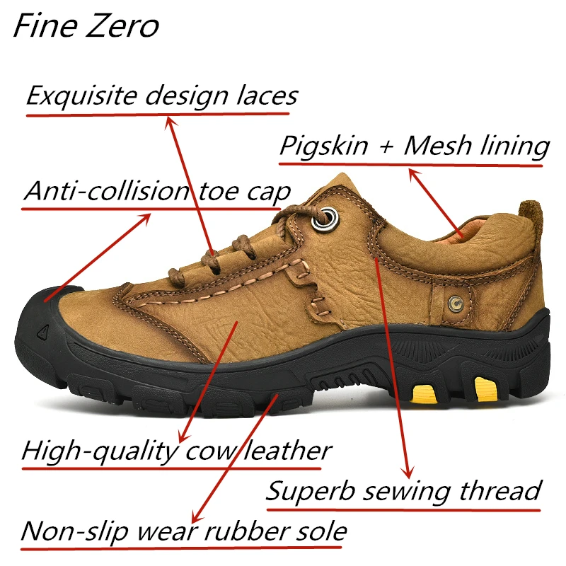 Men's Waterproof Hiking Shoes Travel Shoes Outdoor Non-slip Wear Hunting Sneakers Genuine Leather Trekking Climbing Sports Shoes