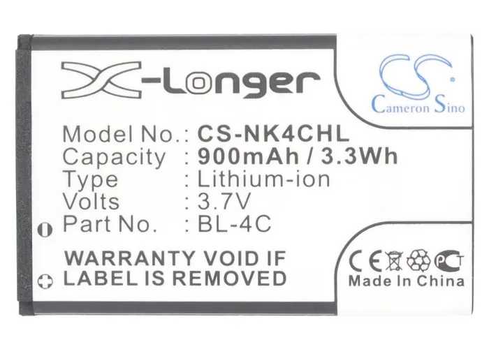 Cameron Sino высокое качество 900 мАч батарея BL-4C для Nokia 6100,6101, 6102i, 6103,6125, 6126,6131, 6133,6136, 6170,6260, 6300,7200, 7270
