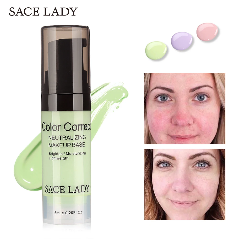 

SACE LADY Face Color Corrector Cream Base Primer Makeup Facial Liquid Concealer Make Up Professional Natural Brand Cosmetic 6ml