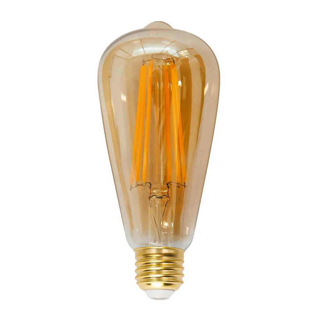 ST64, винтажный светодиодный светильник Эдисона с длинной нитью, 6 Вт, винт, E27, старомодный декоративный светодиодный светильник, Ретро лампа с покрытием из стекла - Испускаемый цвет: 1 Lamp