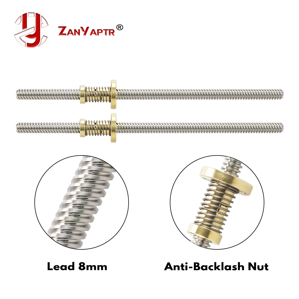 مكافحة رد فعل عنيف الجوز + 200 مللي متر 300 مللي متر 400 مللي متر 500 مللي متر T-نوع محرك متدرج رباعي الرصاص المسمار 8 مللي متر موضوع 8 مللي متر T8 ل 3D طاب...