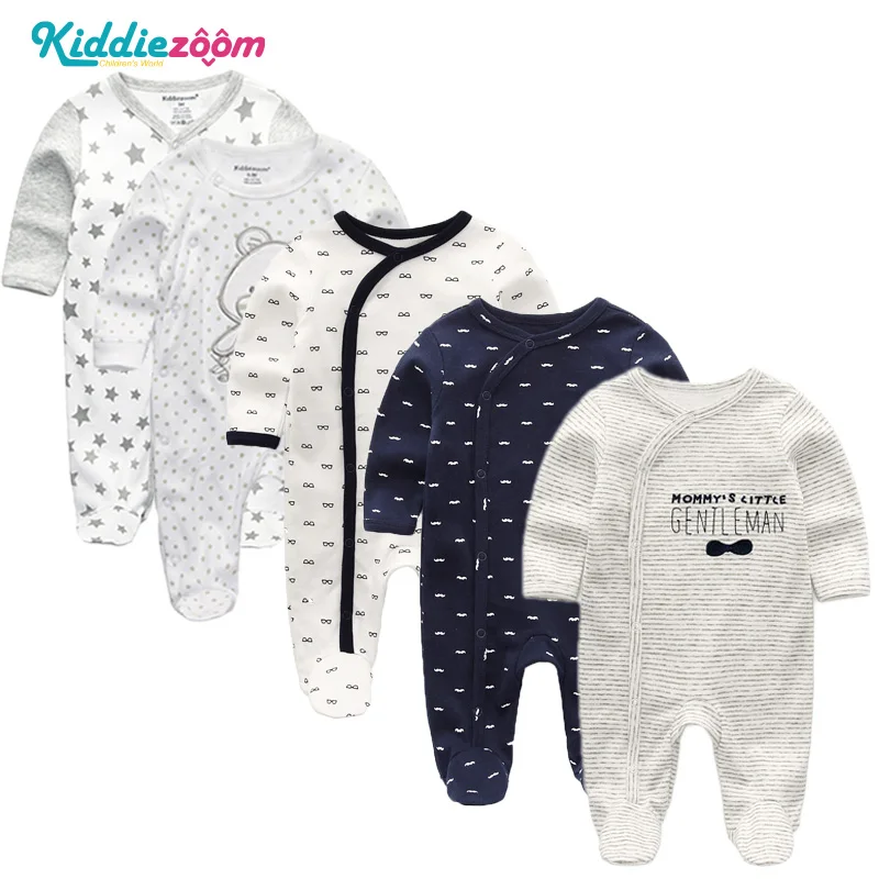 3/4/5Pcs/set Super Soft Cotton Baby Unisex Rompers Overalls Newborn Clothes Long Sleeve Roupas de bebe Infantis Boy clothing Set