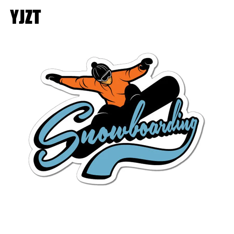 

YJZT 13CM*9.6CM Funny Snowboarding Decal PVC Motorcycle Car Sticker 11-00335
