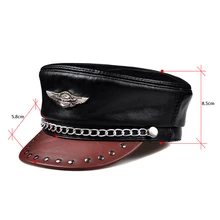 Высококачественная военная шляпа из натуральной кожи, шляпа для сцены, ночная шапка для взрослых мужчин/женщин, черные армейские кепки