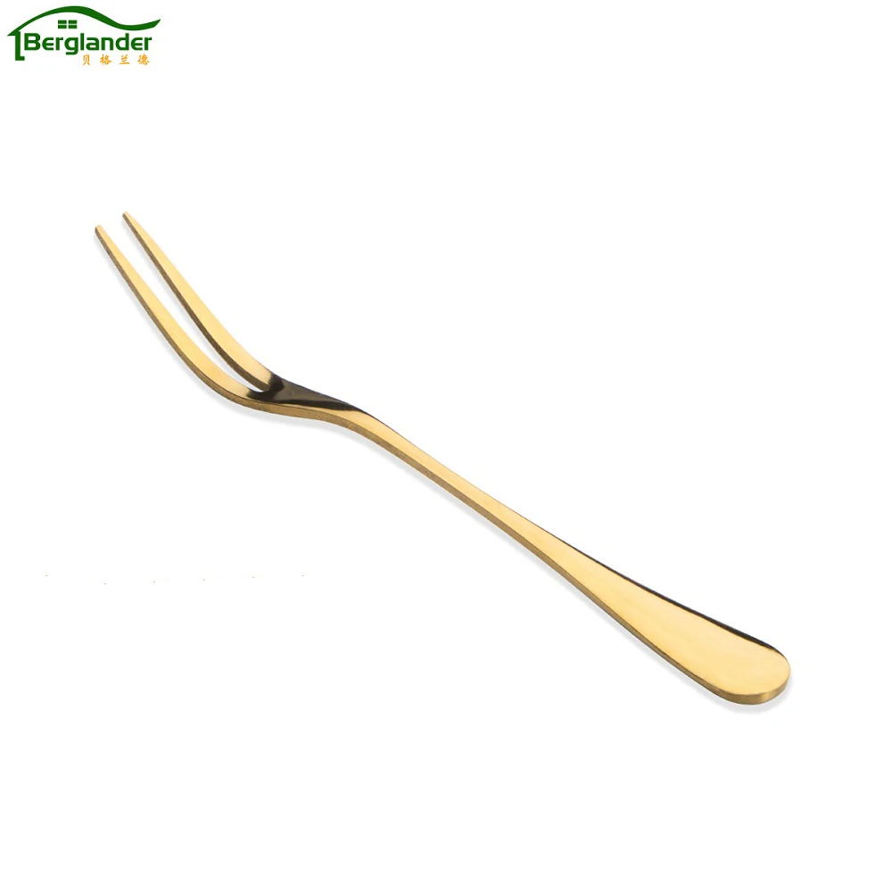 BERGLANDER 6pcs set Deluxe Golden Stainless steel Fruit Fork font b salad b font Snacks Cake