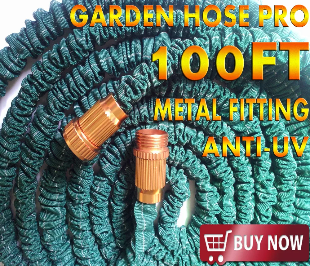2014 NEW Garden Hose Pro Expandable Hose 100ft latex Metal Fitting Anti