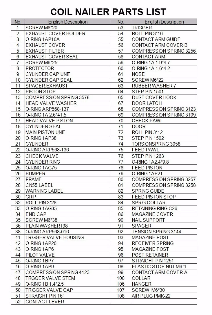 2020 Piston Cn55 Accessory For Nail Gun Parts For Coil Nailer Cn80