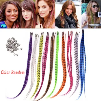 

50pcs/lot 15-16 Inch Straight Multicolour Synthetic Feather for Hair Extensions Party Durable Feather Hair Extension Random