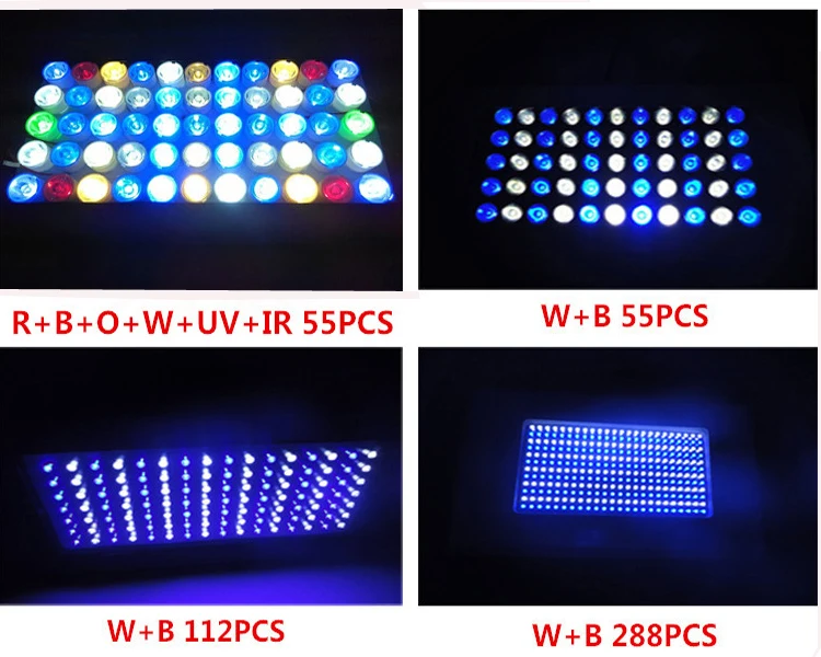 120 Вт полный ассортимент led морской риф освещения 55x3 Вт 7 спектр свет для морских коралловых рифов