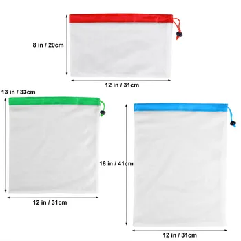 

12pcs Reusable Mesh Produce Bags Washable Eco Friendly Bags for Grocery Shopping Storage Fruit Vegetable Toys Storage Bag