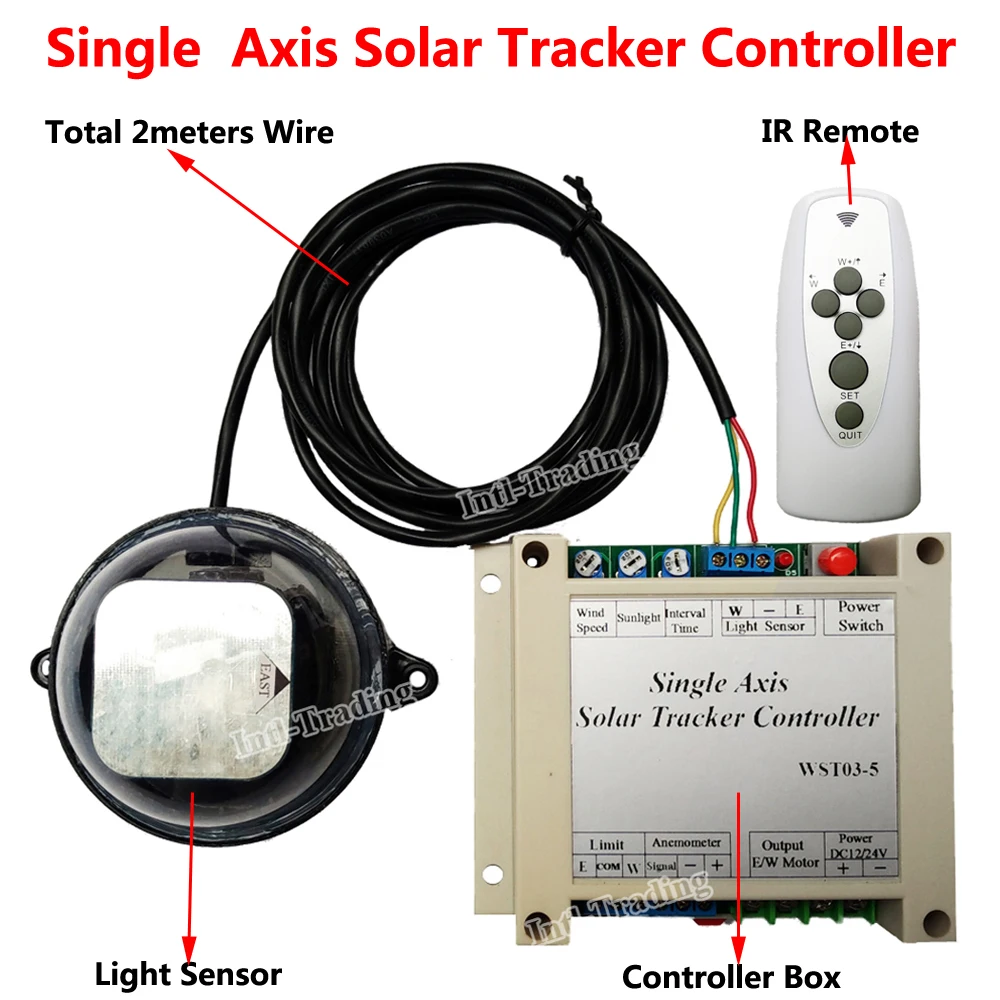 

Single Axis Solar Tracker Tracking Controller -Electronic Solar Controller +Light Sensor +IR Remote for Solar Cell Panel System