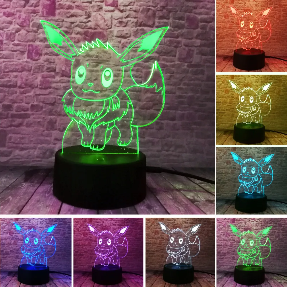 Новая мода Pokemon Go Pikachu Evee 3D ночник экшн игрушка светодиодная 7 цветов детский