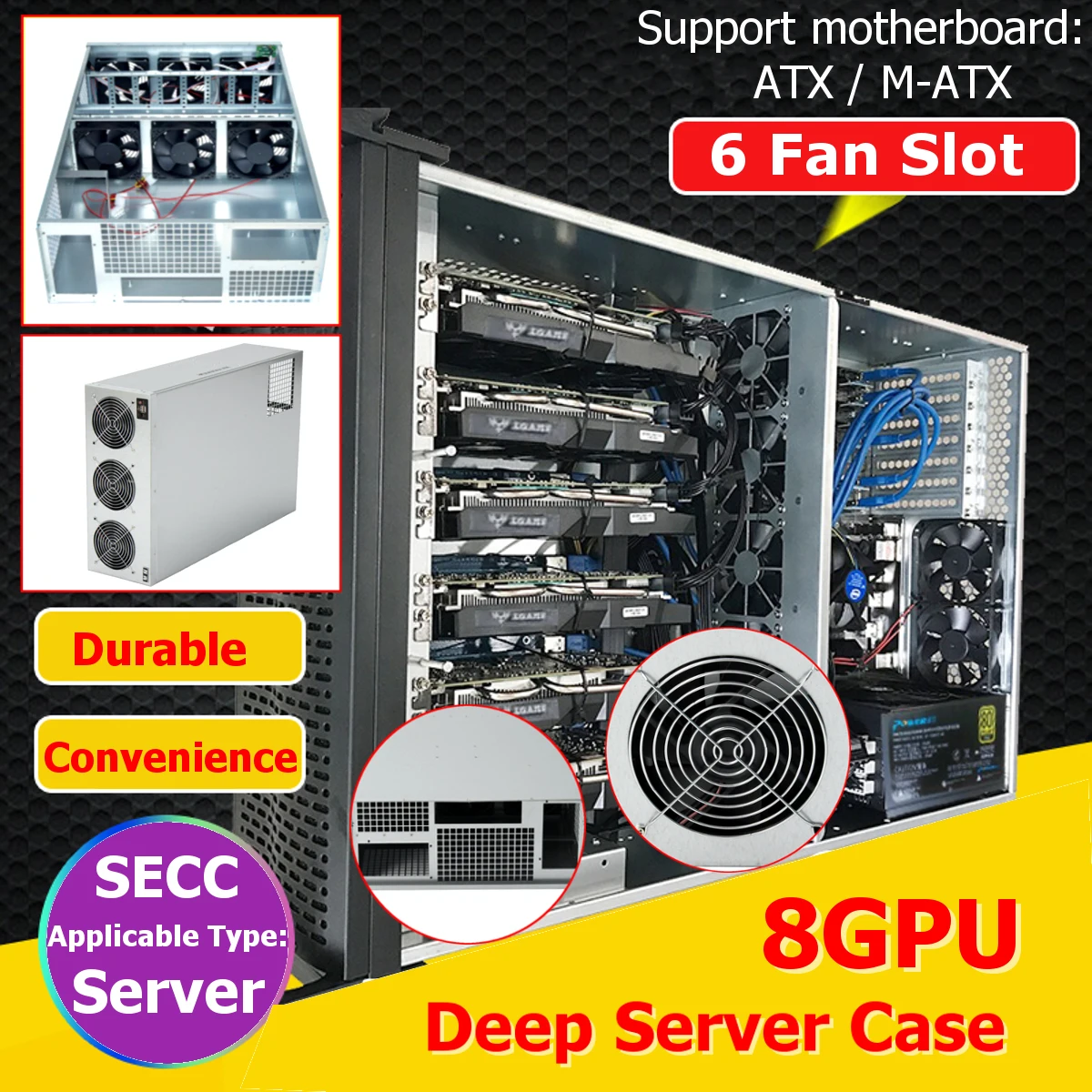 

8 GPU Open Air Miner Mining Frame Rig Graphics Case + 6 Fan Ethereum Crypto Coin New Computer Power For BTC