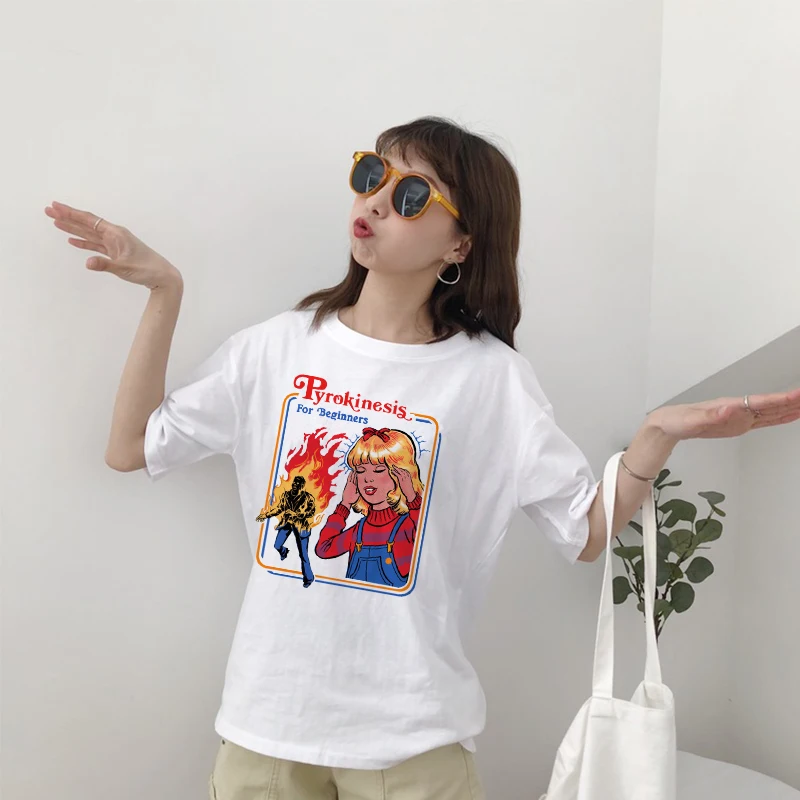 

Trend Harajuku casual summer round neck solid color white fashion loose T-shirt fashion printing letter pattern high quality