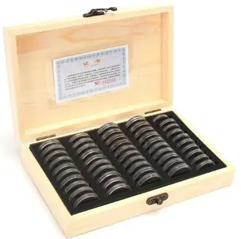 

Wooden box 50pcs Round Coins Case Holders Commemorative Coins Collection Box Bin 25/27/30mm Display Case Box Storage Container