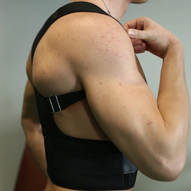 Неопрен плечо назад Поддержка положения спиной медицинский пояс высокое качество мужской корсет для осанки корректор B002