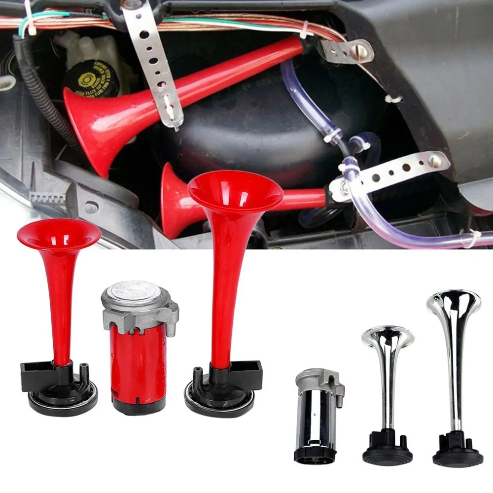 

New 110db Super Loud Car Air Horn Set 12V Dual Trumpet Compressor Complete Set for Trucks Cars Automobiles Lorry Boat Train