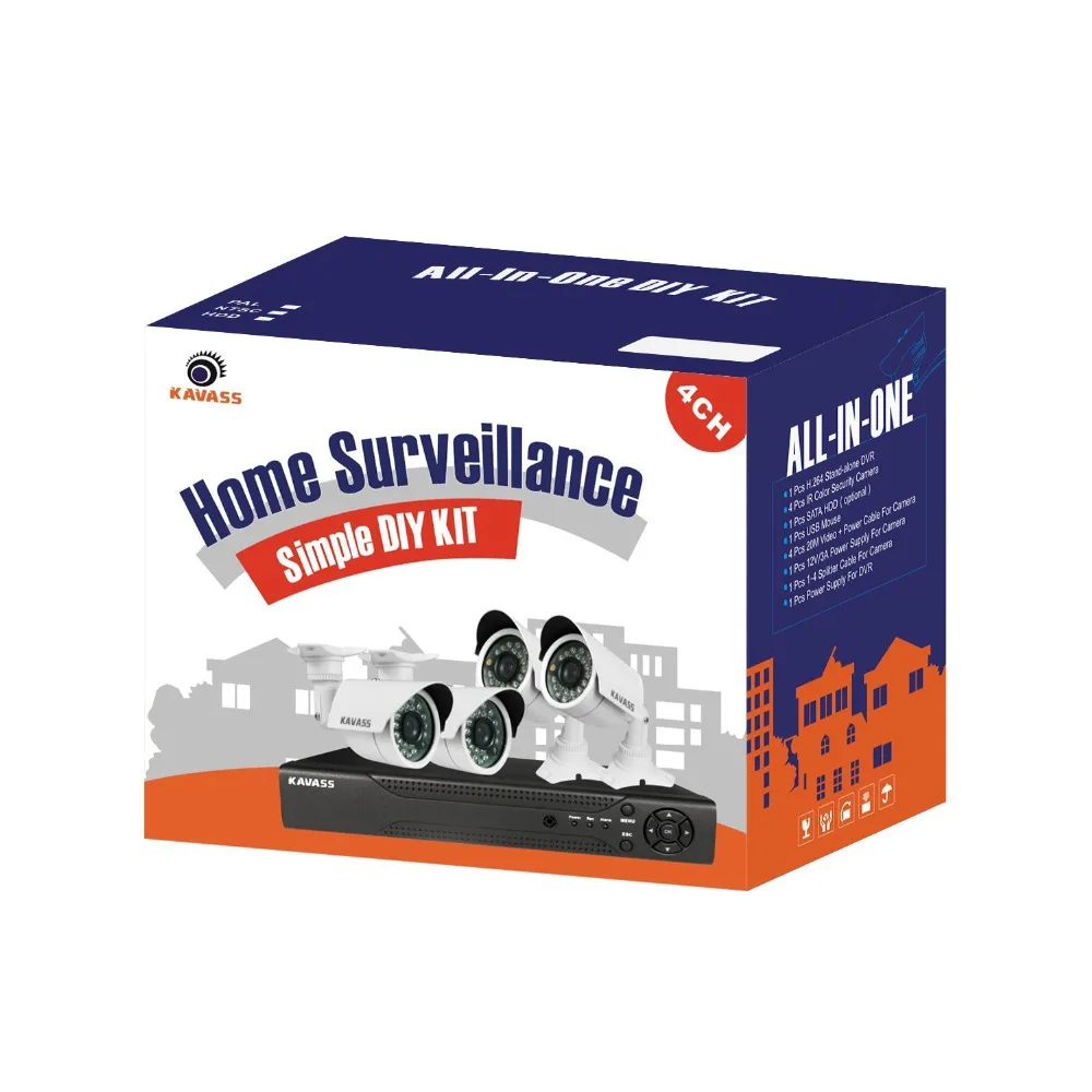 KAVASS 4CH CCTV System DVR HDMI 800TVL IR Weatherproof Outdoor CCTV Camera  Home Security System Surveillance Kits-in Surveillance System from Security  ...