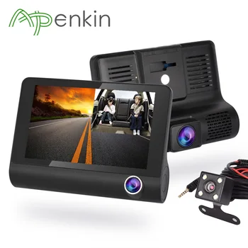 

Arpenkin Q6 4'' Car DVR Camera 1080P Video Recorder 170 Degree Auto Registrar Three Ways Dashcam Rear View Two Cameras Dual Lens