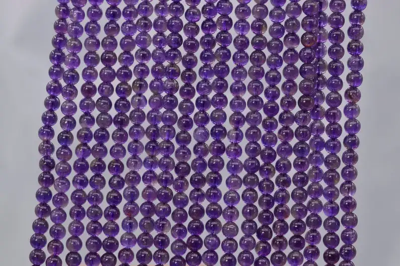 Оригинальные натуральные пурпурные аметисты свободные бусины класса АА круглой формы 4 мм 6 мм 1 струна 15,5"