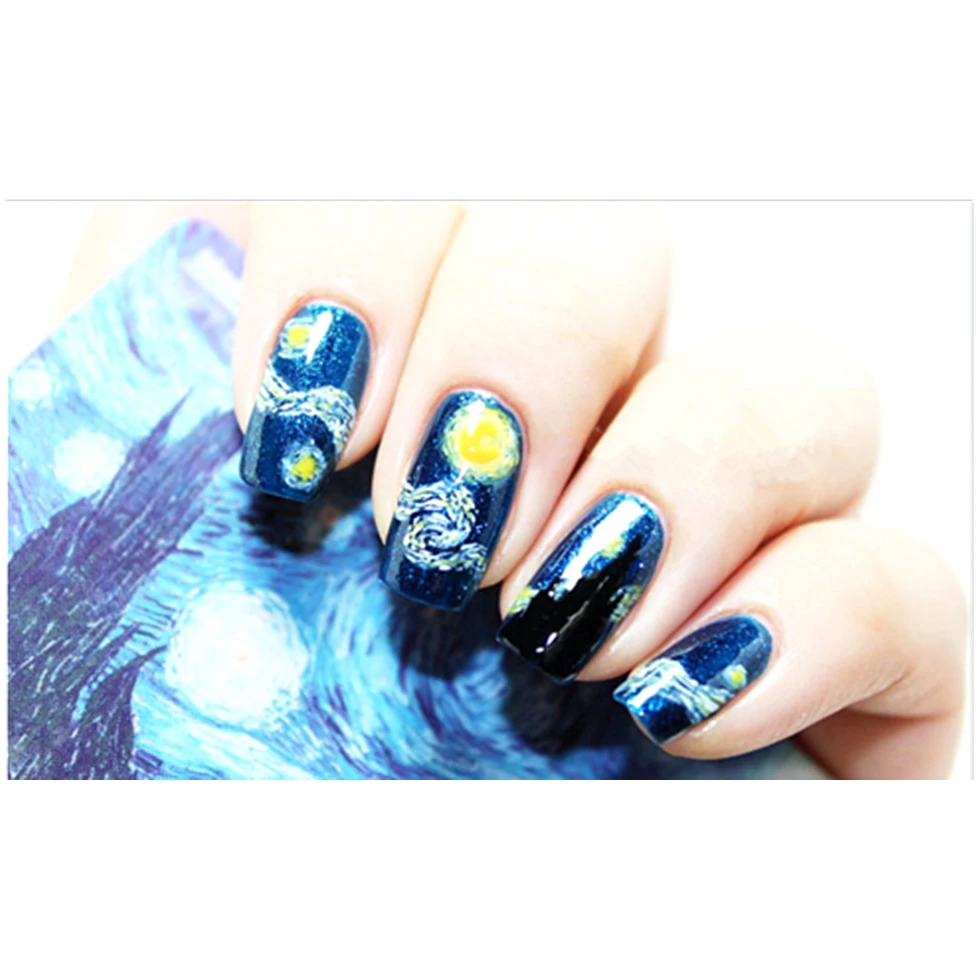 Van Gogh Starry Night Nail Art Sticker High Quailty Foils Van Gogh Starry Night Nail Art Sticker High Quailty Foils Decals Summer Style Makeup French Manicure Free Shipping In Stickers From Beauty